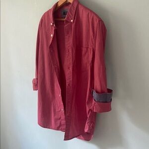 Banana Republic chambray Red Casual contrast Button Down Shirt Long Sleeve Men S